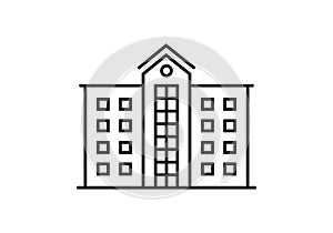 Office building outline icon. Hotel, government or hospital building exterior. Vector illustration photo